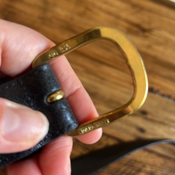 Men’s Minimalist Black Textured Leather USA Made Belt w Brass Buckle Sz 38 - Picture 9 of 9